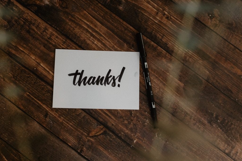 a thank you card