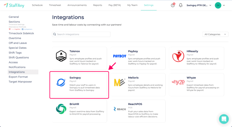 , Swingvy and StaffAny Integration &#8211; StaffAny