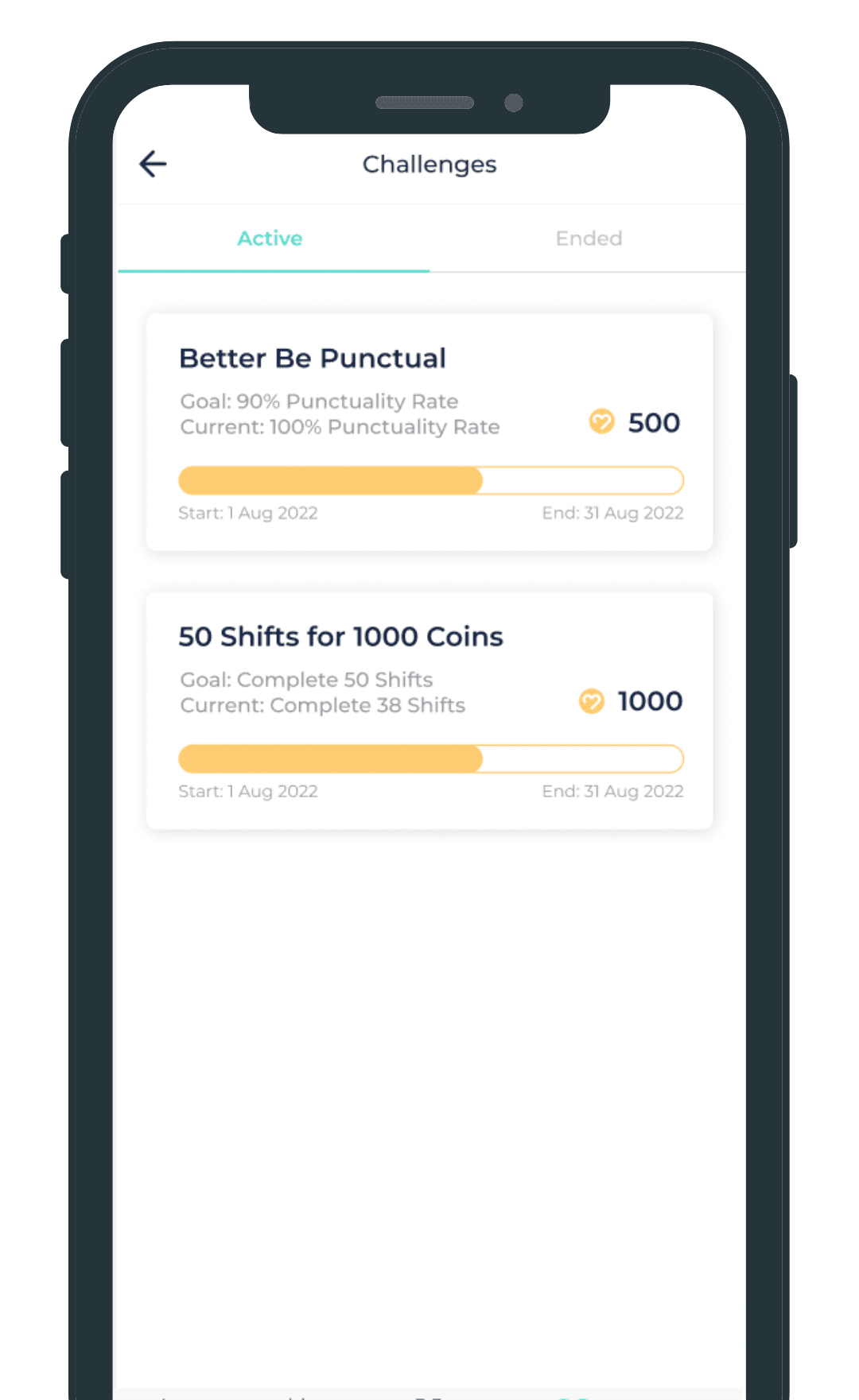 Challenges by EngageAny Mobile View
