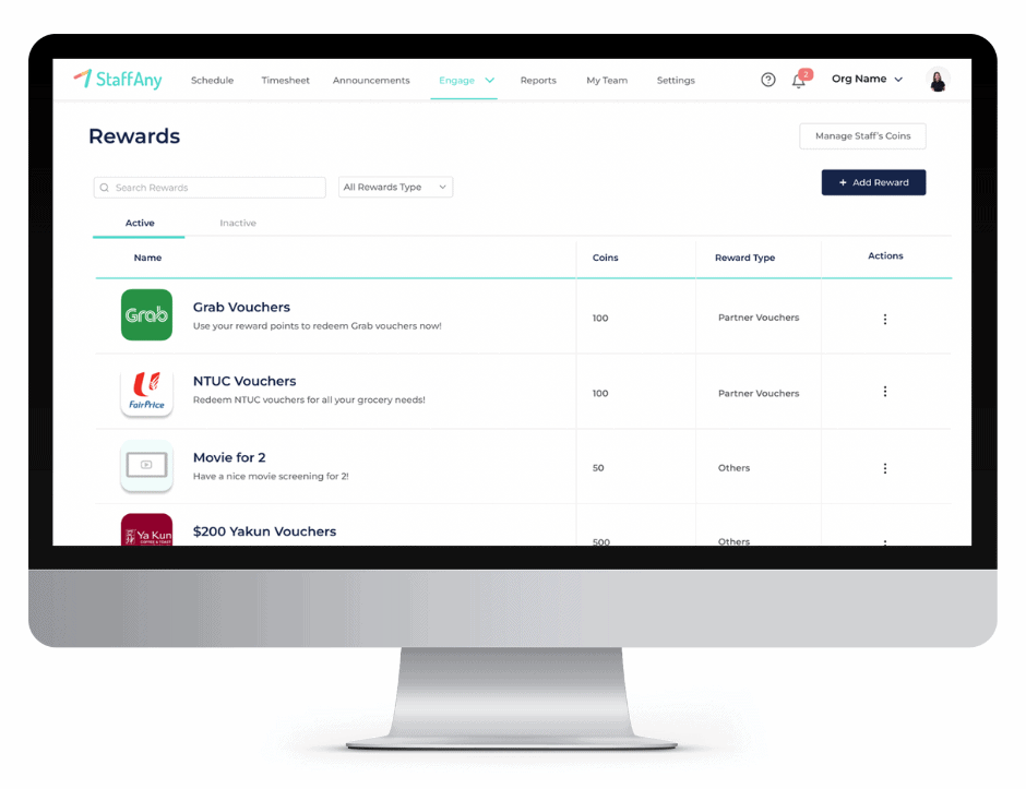 EngageAny HR Rewards Catalogue