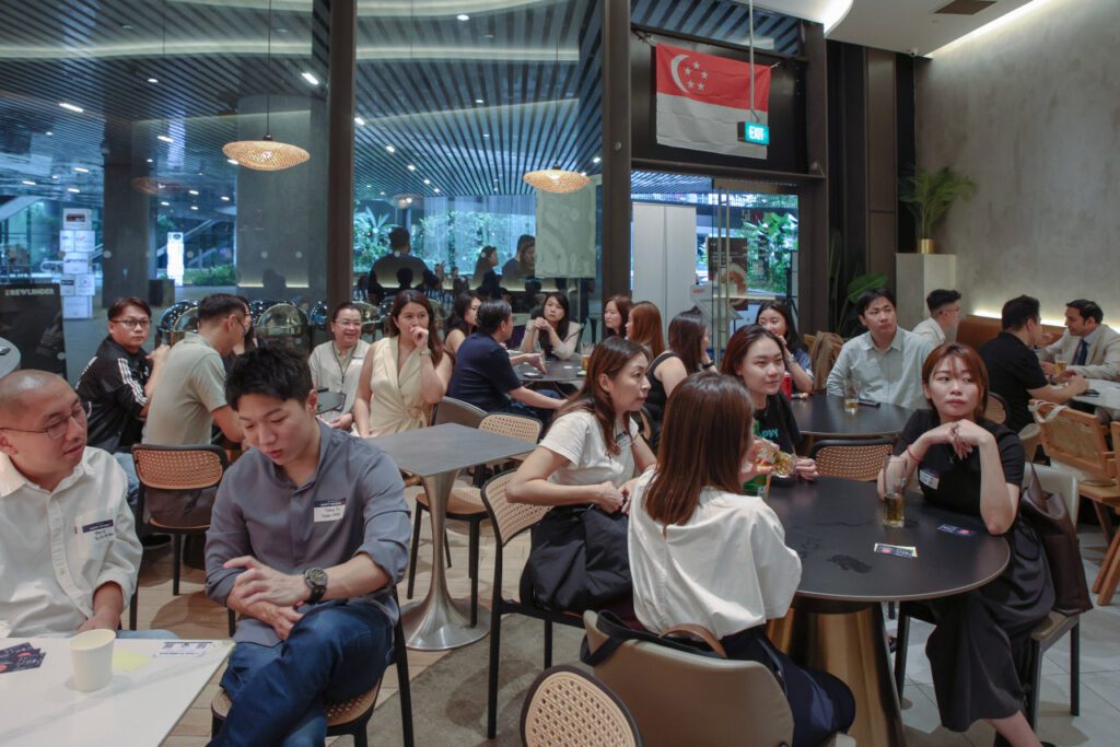 Photo of the crowd at StaffAny's June 2025 HR Happy Hour at Numb Restaurant Marina One