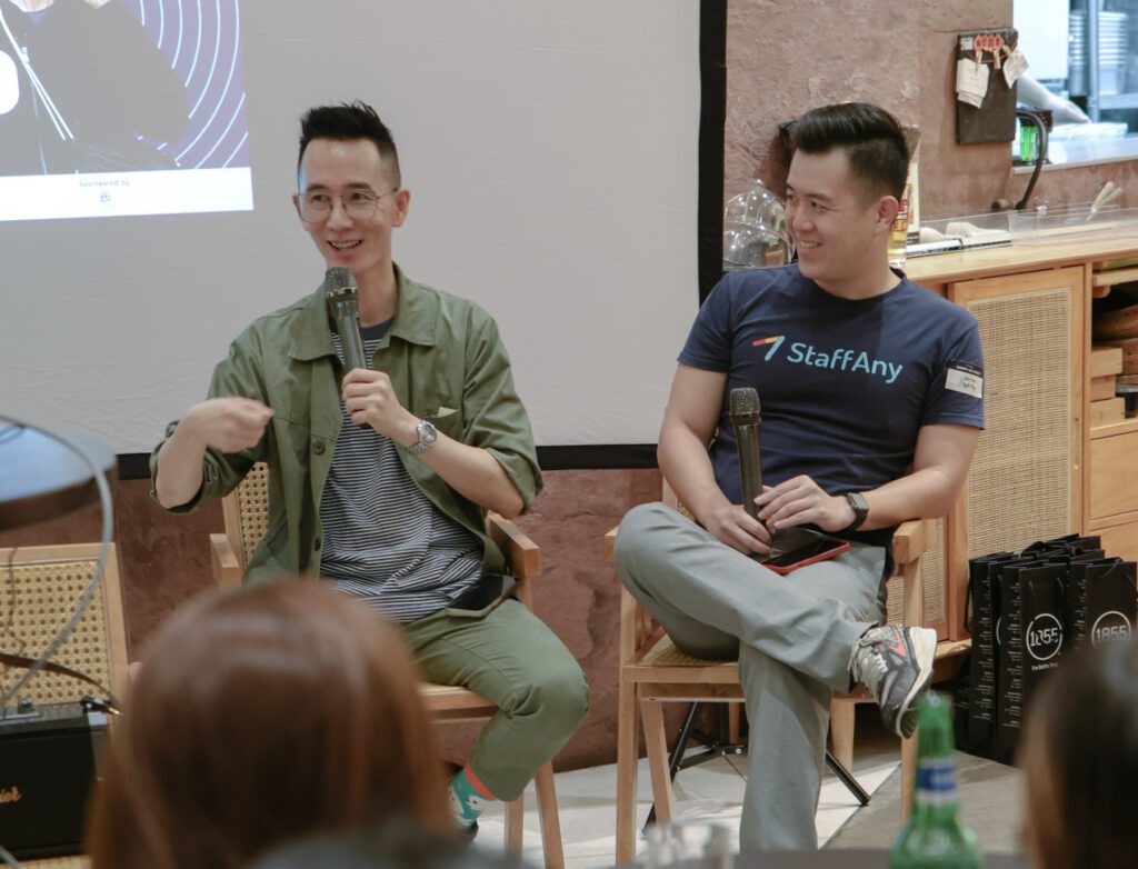 Dr. Eugene Cheong and Janson Seah's fireside chat at StaffAny's HR Happy Hour at Numb Restaurant - June 2025